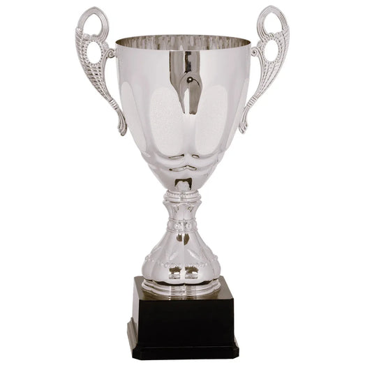 Silver 15 3/4" Completed Metal Cup Trophy on Plastic Base