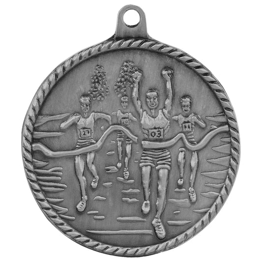 Antique Silver 2" Cross Country High Relief Medal