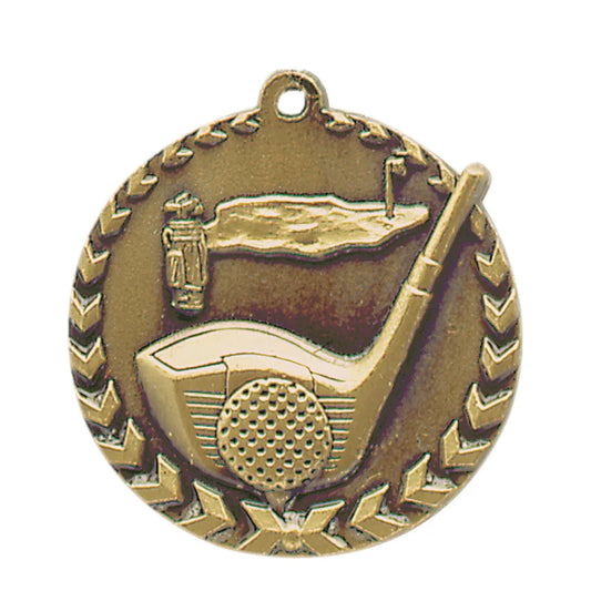 Antique Gold 1 3/4" Golf Millennium Medal