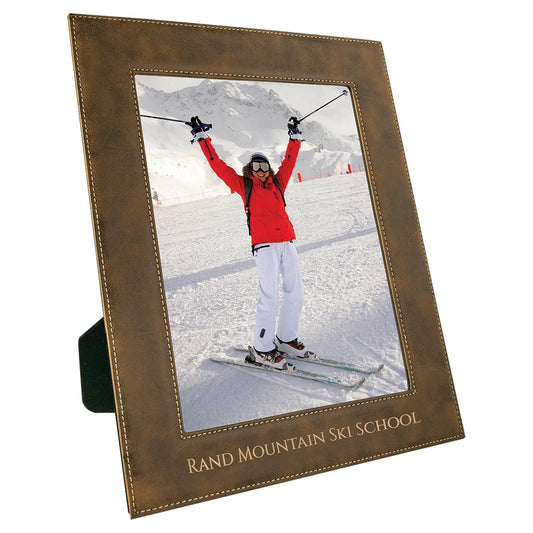Rustic/Gold 8" x 10" Laserable Leatherette Photo Frame