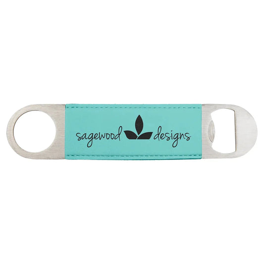 Teal 1 1/2" x 7" Laserable Leatherette Bottle Opener
