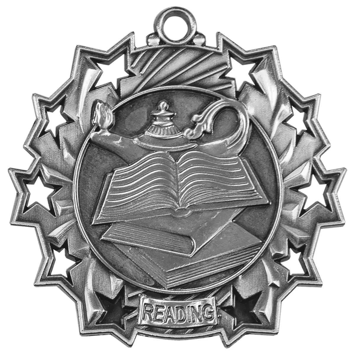 Antique Silver 2 1/4" Reading Ten Star Medal