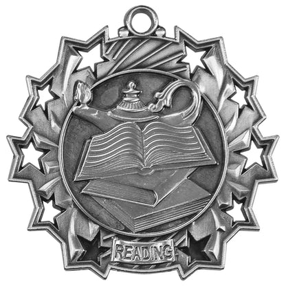 Antique Silver 2 1/4" Reading Ten Star Medal