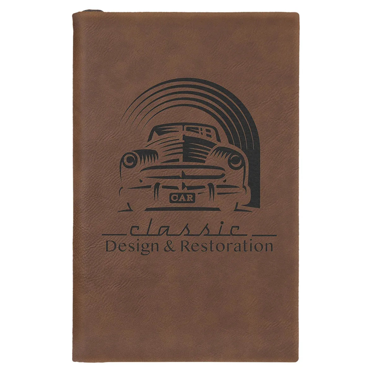 Dark Brown 5 1/4" x 8 1/4" Laserable Leatherette Sketch Book with Unlined Notepad