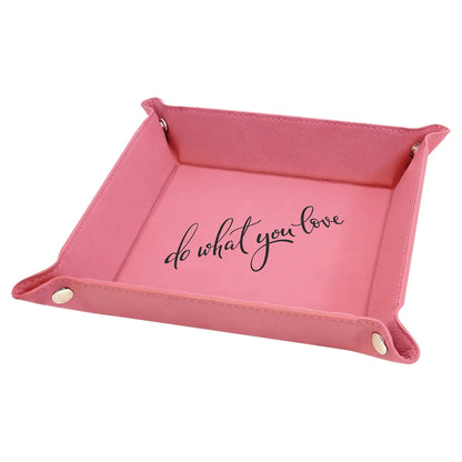 Pink Laserable Leatherette Snap Up Tray with Silver 6" x 6" Snaps