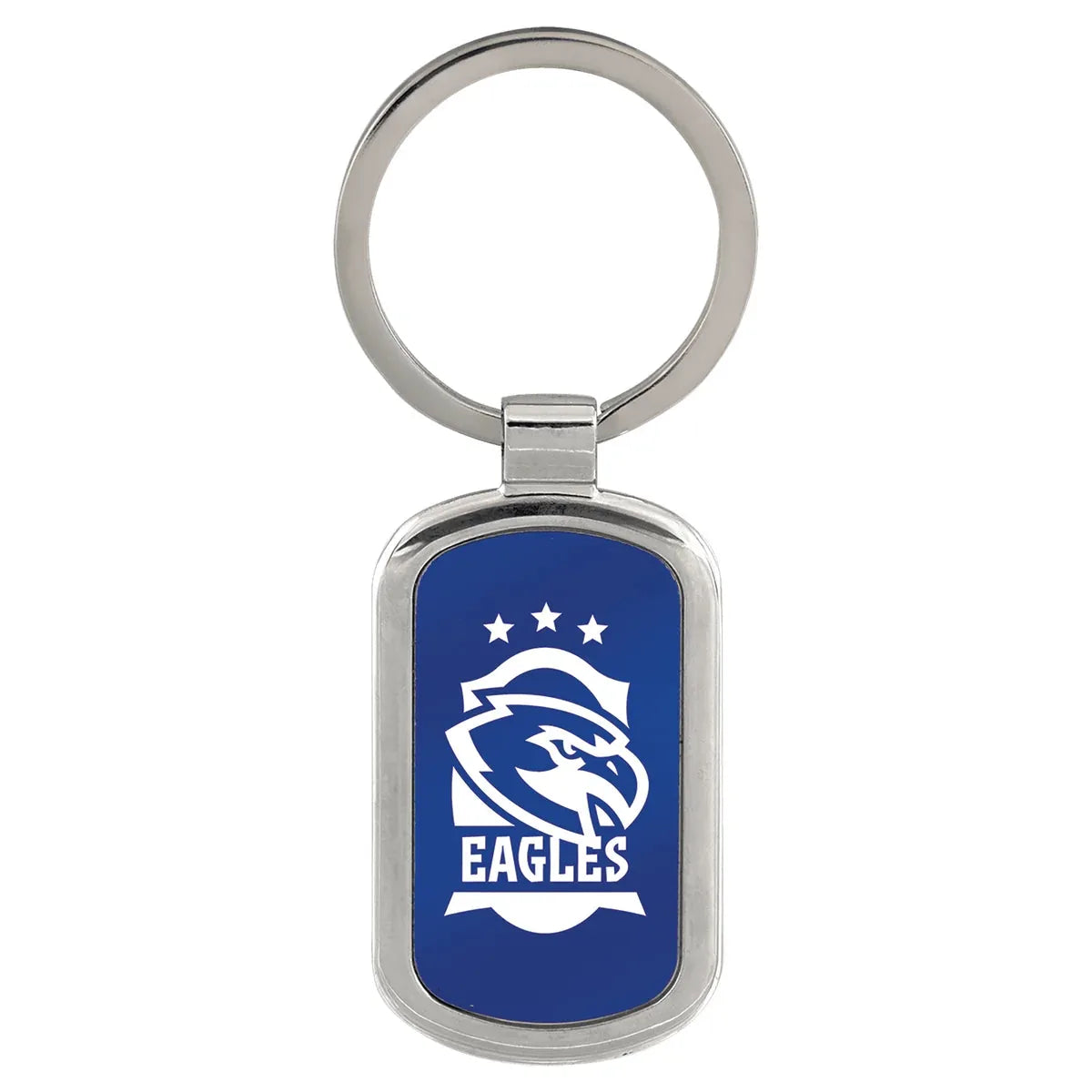 Blue 1 1/8" x 1 7/8" Laserable Rectangle Keychain