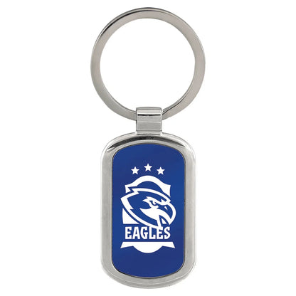 Blue 1 1/8" x 1 7/8" Laserable Rectangle Keychain