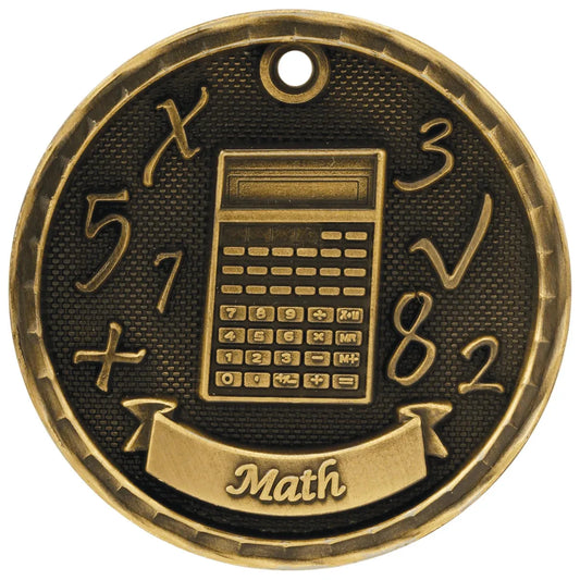 Antique Gold 2" 3D Math Medal