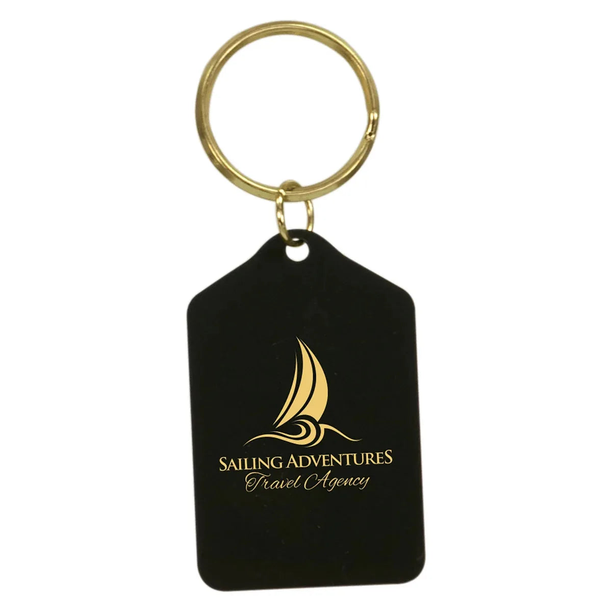 1 1/2" x 2 1/2" Black Tablet Brass Keychain
