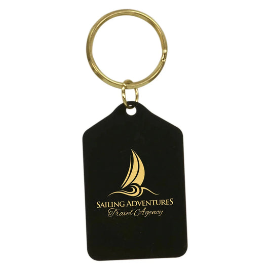 1 1/2" x 2 1/2" Black Tablet Brass Keychain