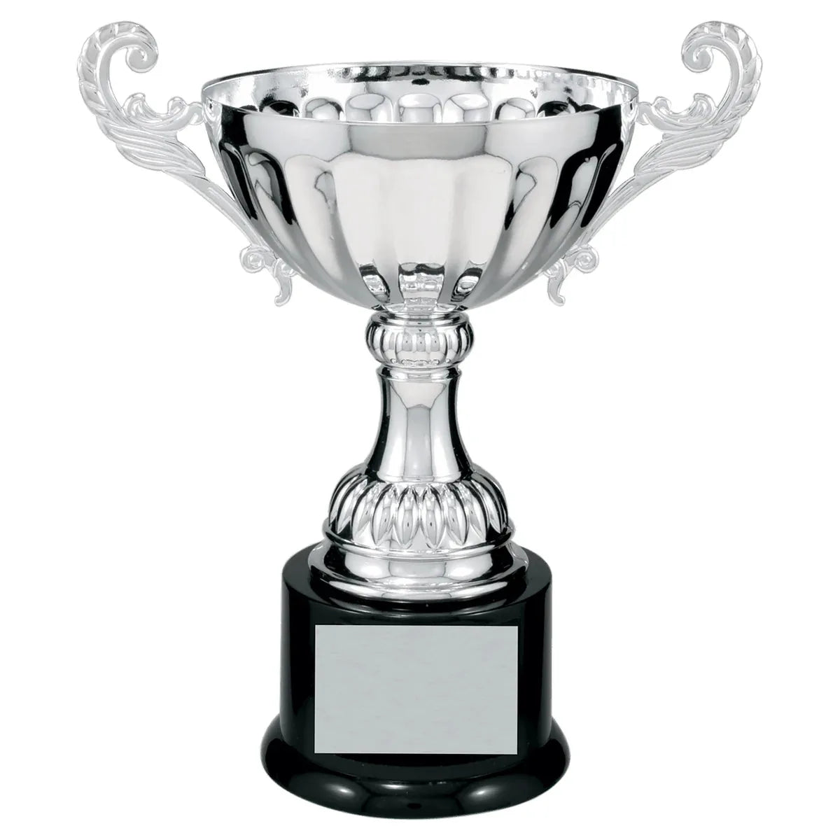 Silver 2 9 3/4" Completed Metal Cup Trophy on Plastic Base