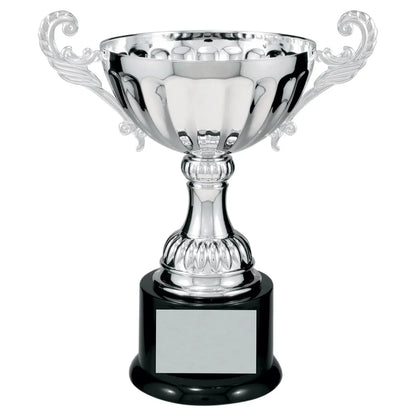 Silver 2 9 3/4" Completed Metal Cup Trophy on Plastic Base