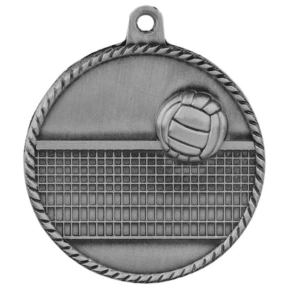 Antique Silver 2" Volleyball High Relief Medal