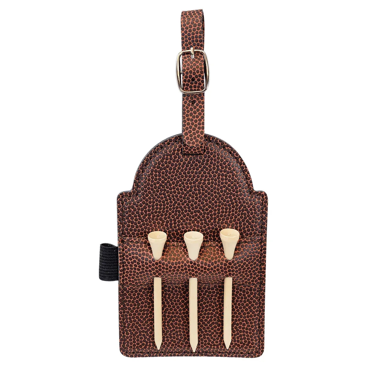 Football 5" x 3 1/4" Laserable Leatherette Golf Bag Tag with 3 Wooden Tees