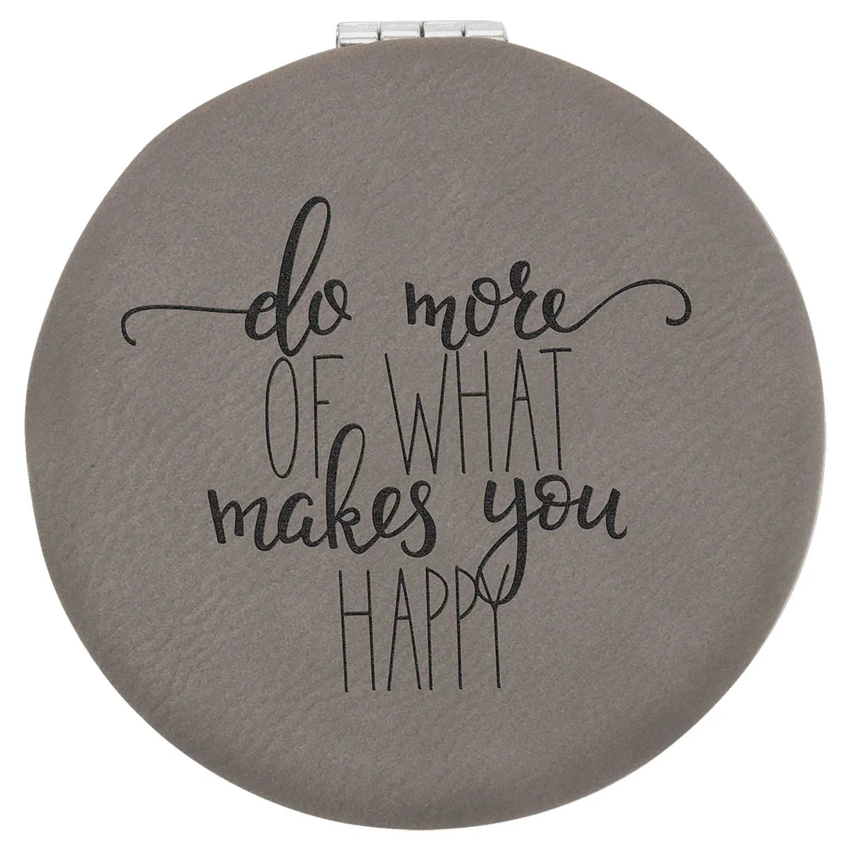 Gray 2 1/2" Laserable Leatherette Compact Mirror