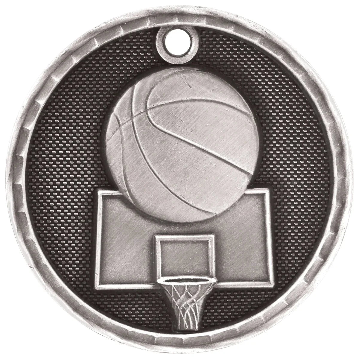 Antique Silver 2" 3D Basketball Medal