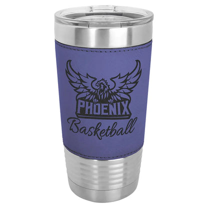 Purple/Black Laserable Leatherette Tumbler with Clear Polar Camel 20 oz. Lid