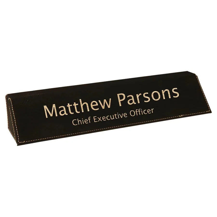 Black/Gold 10 1/2" Laserable Leatherette Desk Wedge