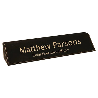 Black/Gold 10 1/2" Laserable Leatherette Desk Wedge