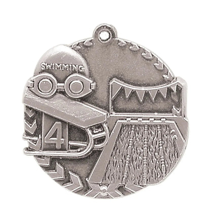 Antique Silver 1 3/4" Swimming Millennium Medal
