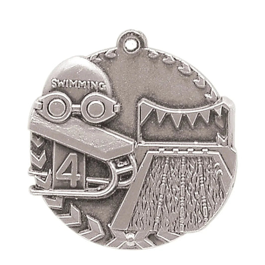 Antique Silver 1 3/4" Swimming Millennium Medal