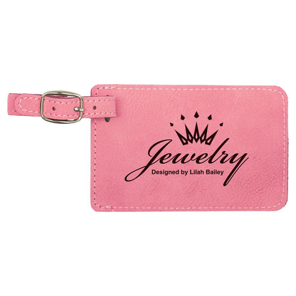 Pink 4 1/4" x 2 3/4" Laserable Leatherette Luggage Tag