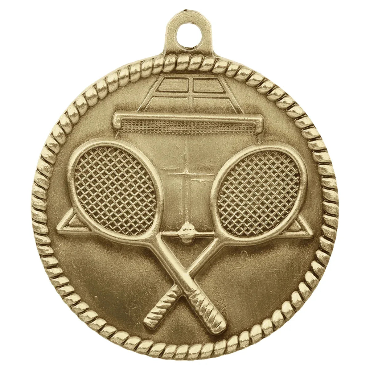 Antique Gold 2" Tennis High Relief Medal