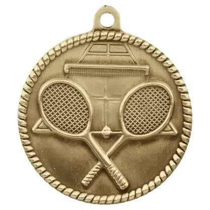 Antique Gold 2" Tennis High Relief Medal