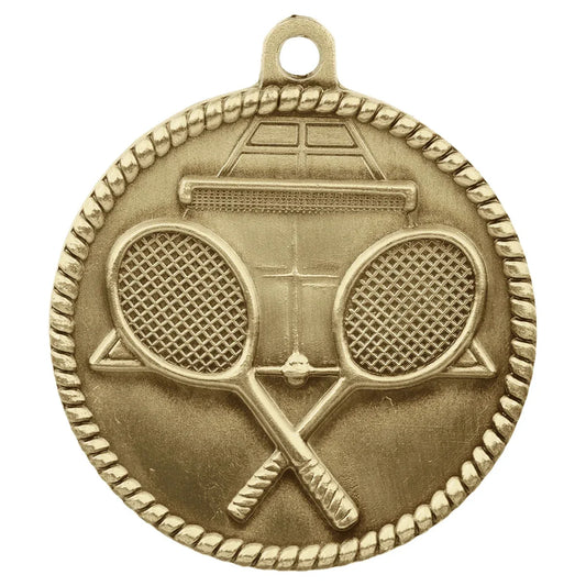 Antique Gold 2" Tennis High Relief Medal