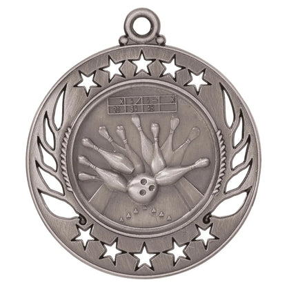 Antique Silver 2 1/4" Bowling Galaxy Medal