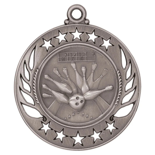 Antique Silver 2 1/4" Bowling Galaxy Medal