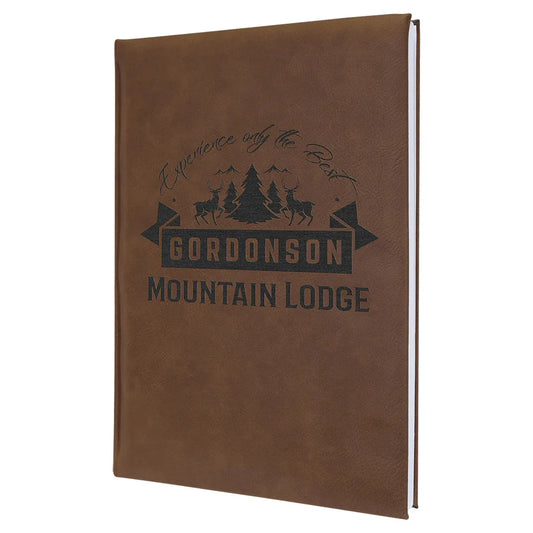 Dark Brown 7" x 9 3/4" Laserable Leatherette Journal with Lined Notepad