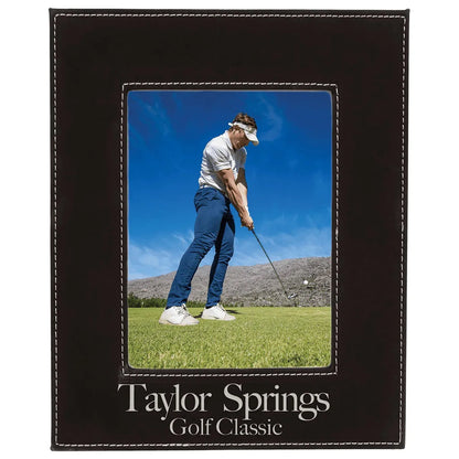 Black/Silver 5" x 7" Laserable Leatherette Photo Frame