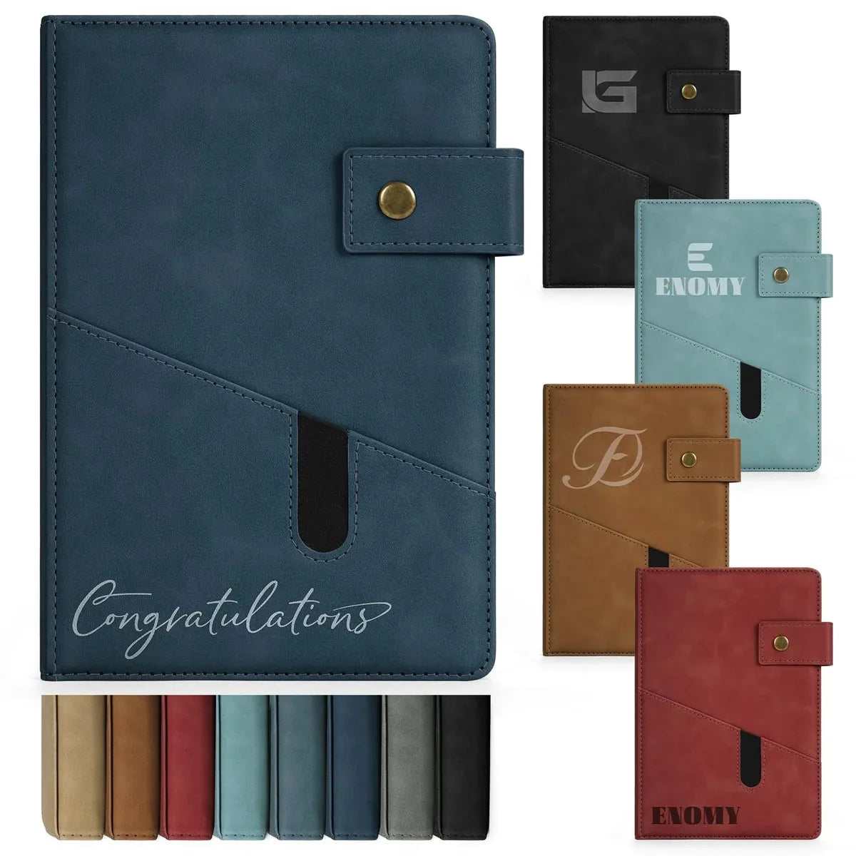 ENOMY Personalized Notebook A5 Leather Custom Notebook with Logo & Text Daily Journal for Men Women Hardcover Notebook for Business, Work, College, Idea Gift — Custom Branded Journal | Laser Engraved - Image 1
