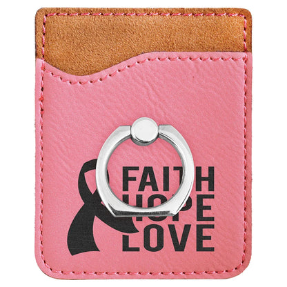 Pink Laserable Leatherette Phone Wallet with Silver Phone Wallet with Silver Ring