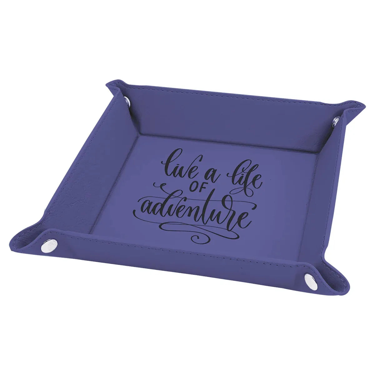 Purple Laserable Leatherette Snap Up Tray with Silver 6" x 6" Snaps