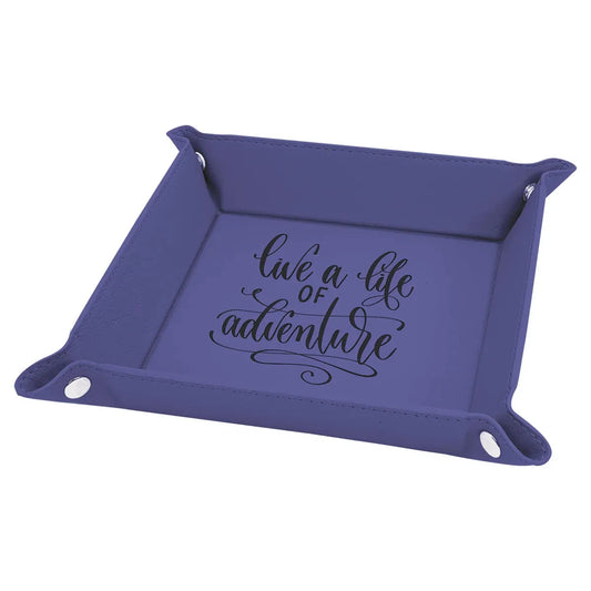 Purple Laserable Leatherette Snap Up Tray with Silver 6" x 6" Snaps
