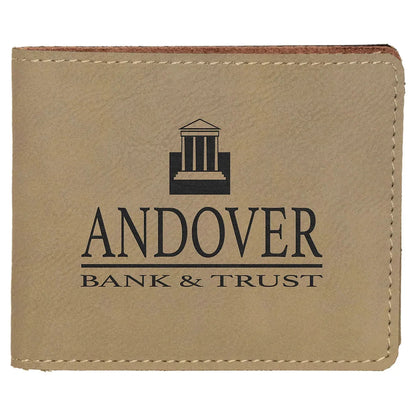 Custom Laserable Leatherette Bifold Wallet (4 1/2" x 3 1/2") — Laser Engraved | Personalized