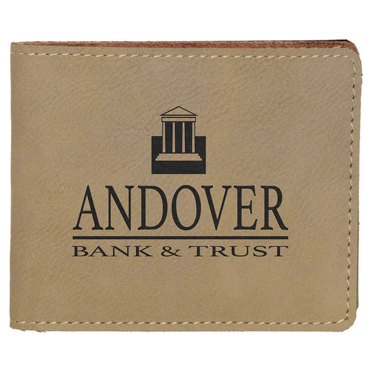 Custom Laserable Leatherette Bifold Wallet (4 1/2" x 3 1/2") — Laser Engraved | Personalized