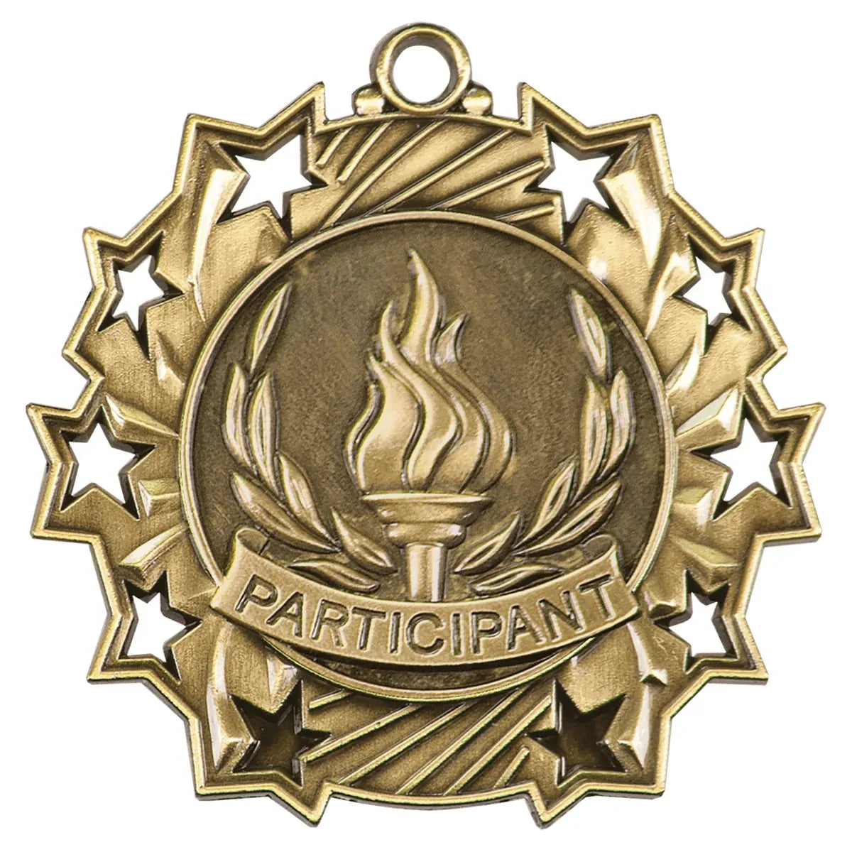 Antique Gold 2 1/4" Participant Ten Star Medal