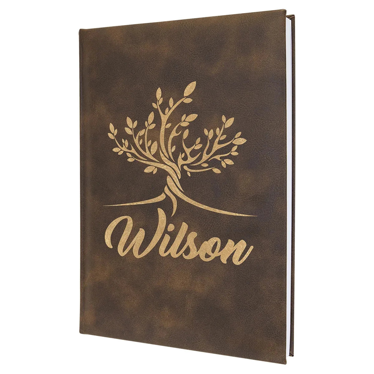 7" x 9 3/4" Rustic/Gold Laserable Leatherette Sketch Book with Unlined Note pad