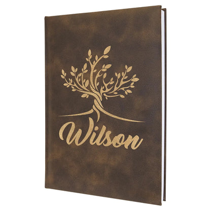 7" x 9 3/4" Rustic/Gold Laserable Leatherette Sketch Book with Unlined Note pad