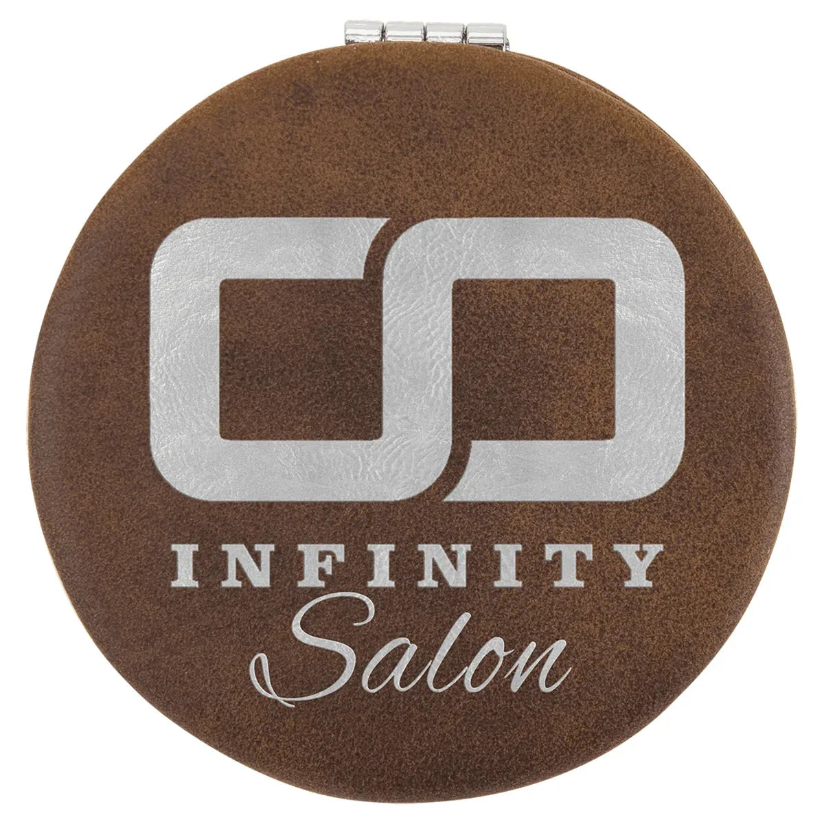 Rustic/Silver 2 1/2" Laserable Leatherette Compact Mirror