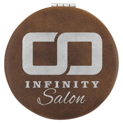 Rustic/Silver 2 1/2" Laserable Leatherette Compact Mirror