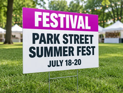 Sample design: festival event yard sign in a park