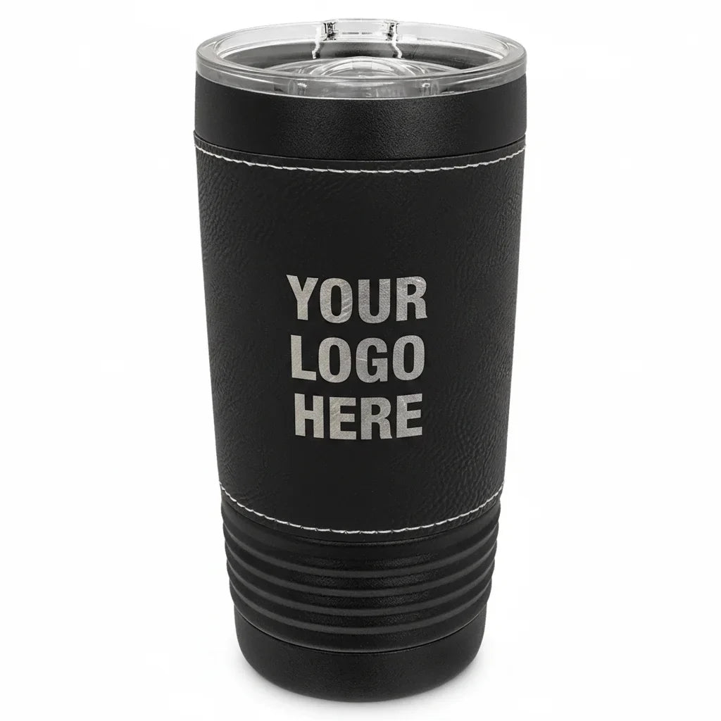 Polar Camel 20 oz. Leatherette Tumbler with Slider Lid — Custom Engraved | UV Print Available — Customizable. Add your logo or design.