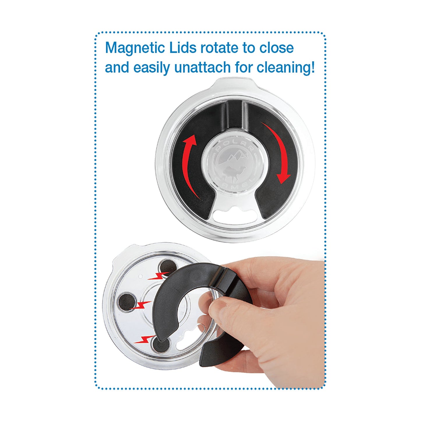 Magnetic Lid for 10, 15, 16, and 20 oz. Polar Camel Tumblers, 20 oz. Pilsners — alternate angle showing color and finish detail