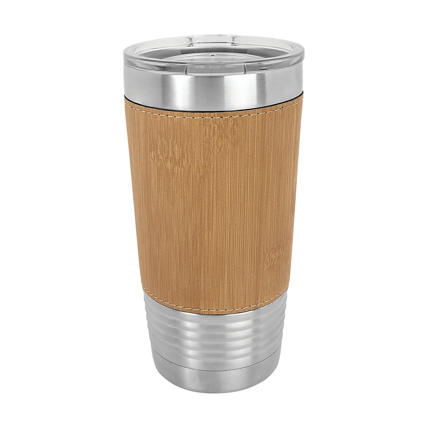 Polar Camel 20 oz. Bamboo Laserable Leatherette Polar Camel Tumbler with Clear Lid — alternate angle showing color and finish detail