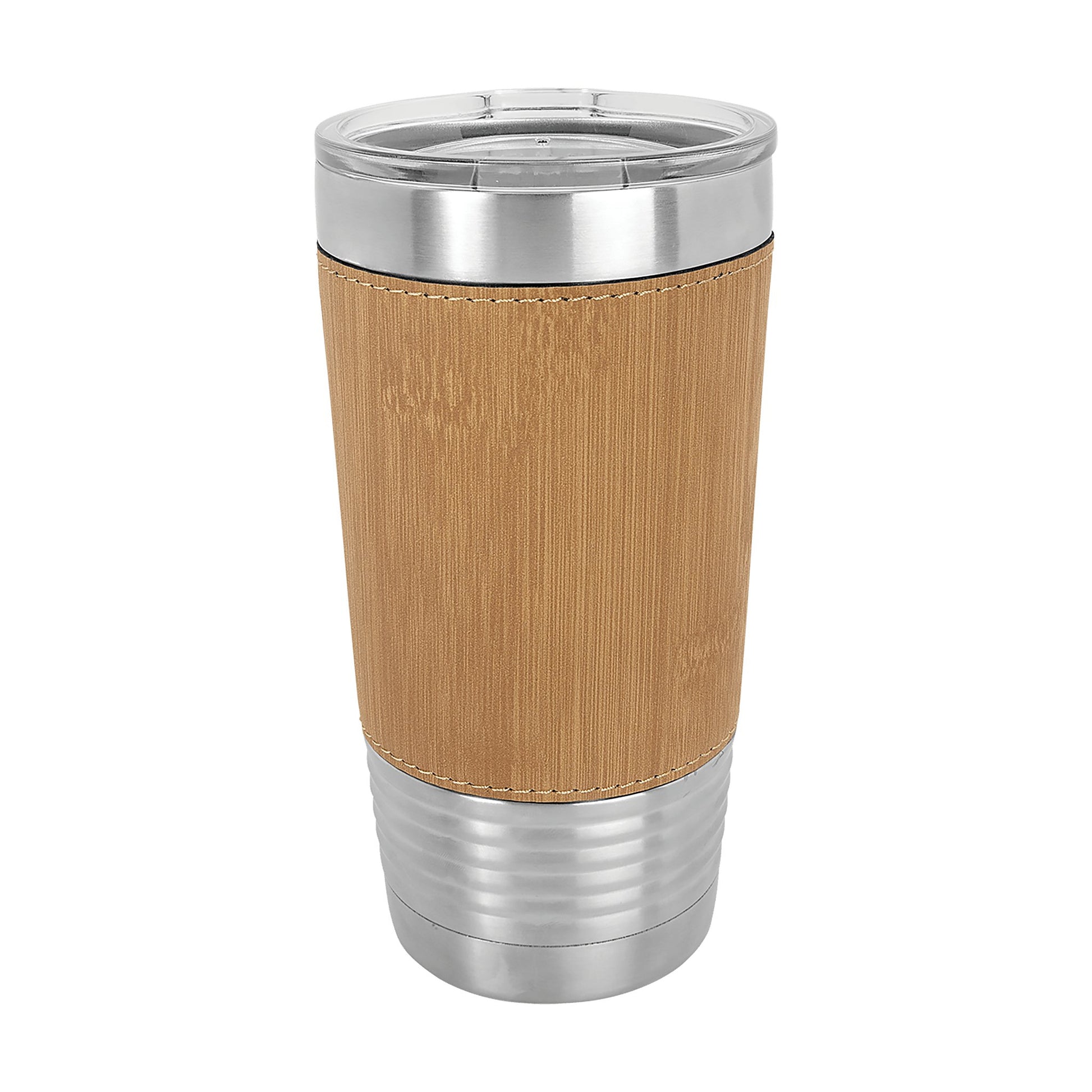 Polar Camel 20 oz. Bamboo Laserable Leatherette Polar Camel Tumbler with Clear Lid — alternate angle showing color and finish detail