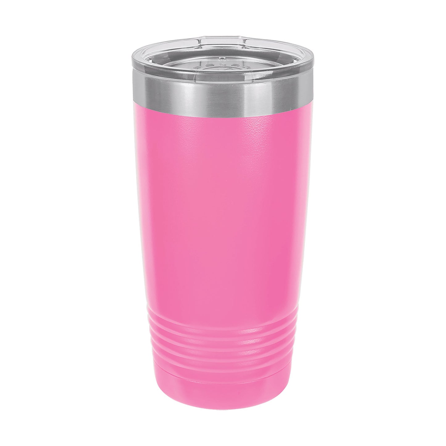Polar Camel 20 oz. Pink Ringneck Tumbler with Clear Lid — alternate angle showing color and finish detail